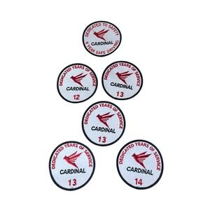 Cardinal 6 12 13 14 Dedicated Years of Service Embroidered Patch Red White Black
